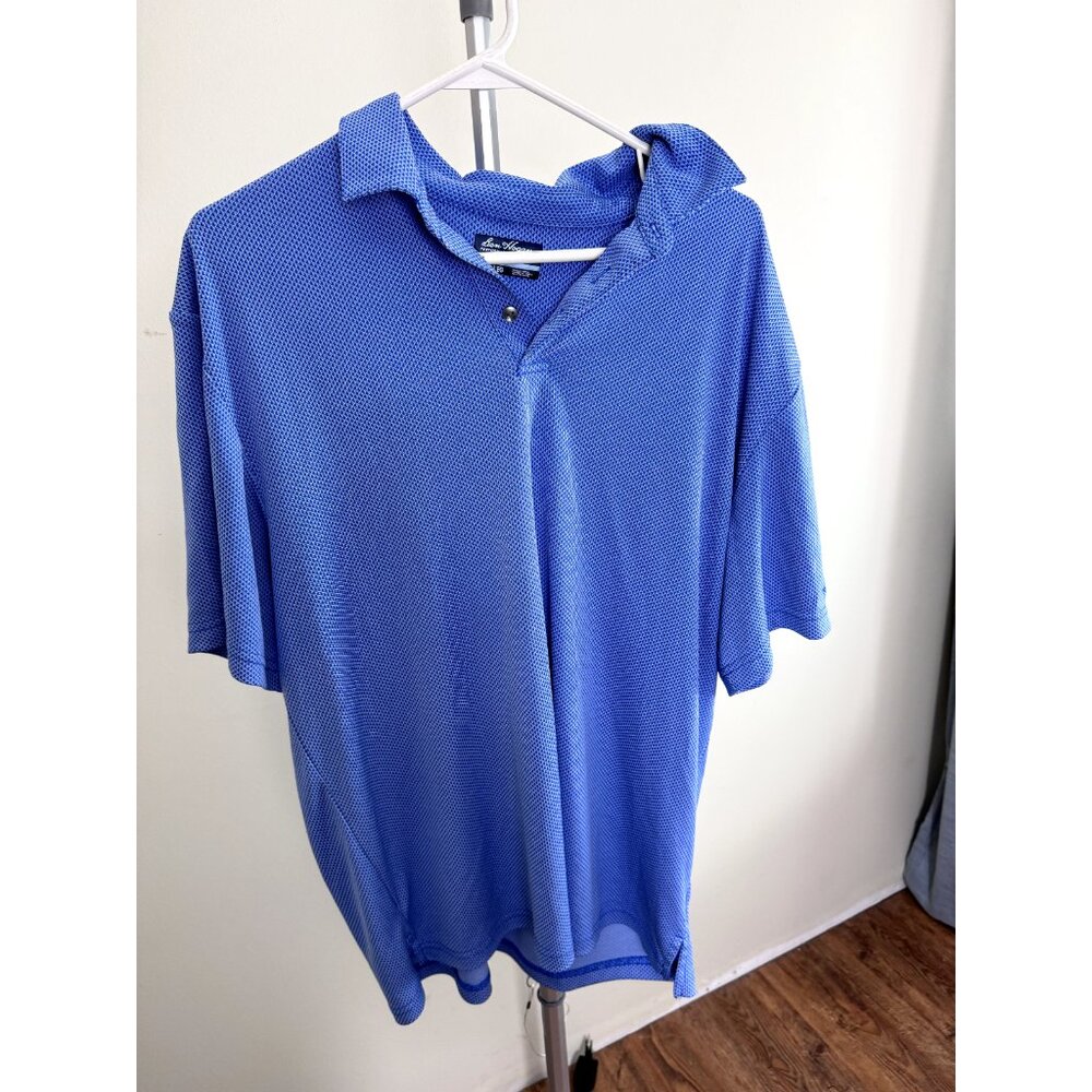 Ben Hogan Performance Shirt Polo Mens XL Blue Short Sleeve Dri Geometric Golf